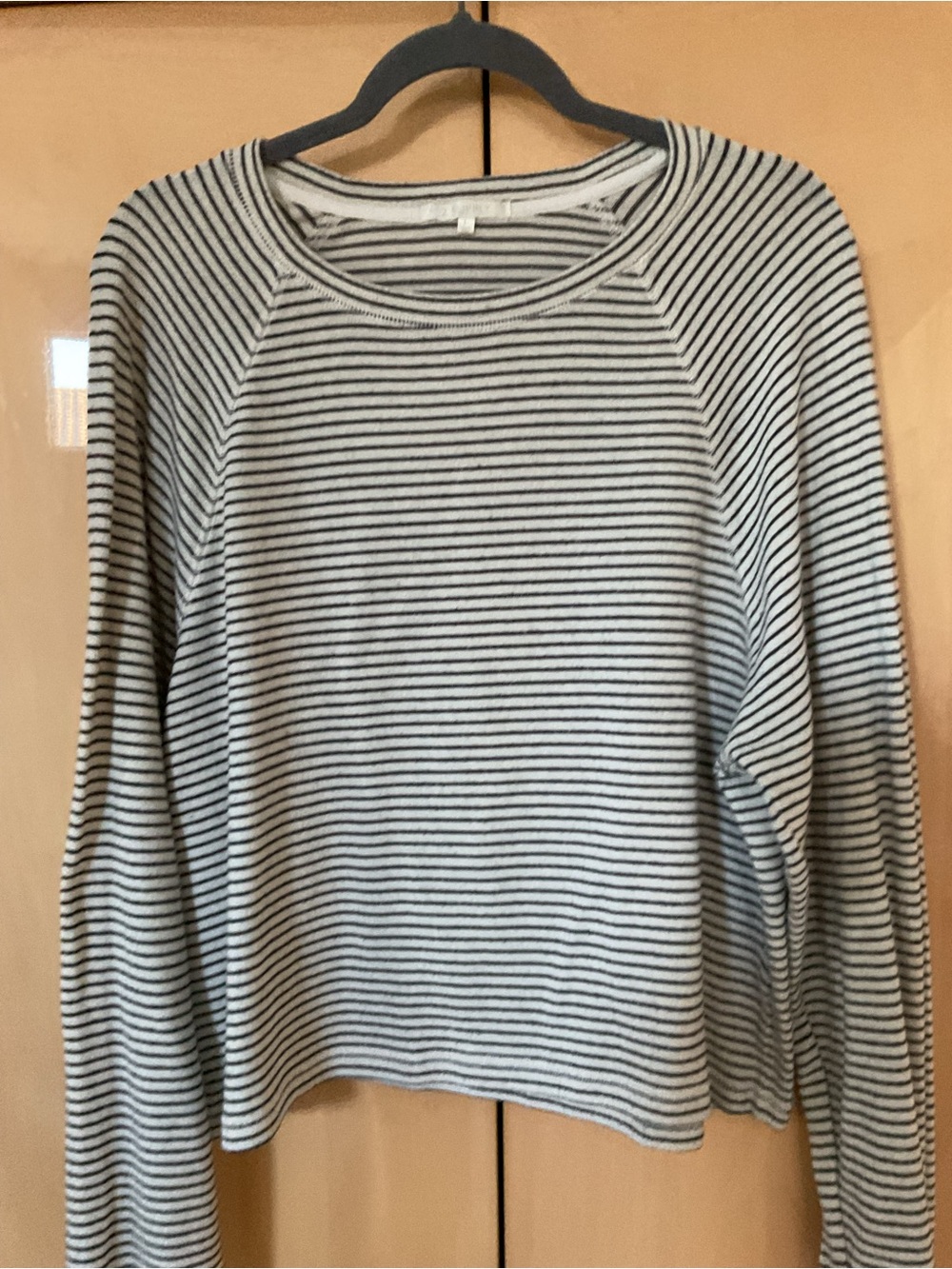 Z Supply Striped Long-Sleeve Crewneck Top in White and Black